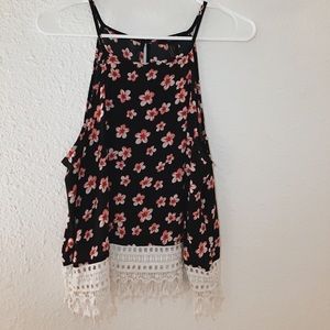 Navy floral tank top